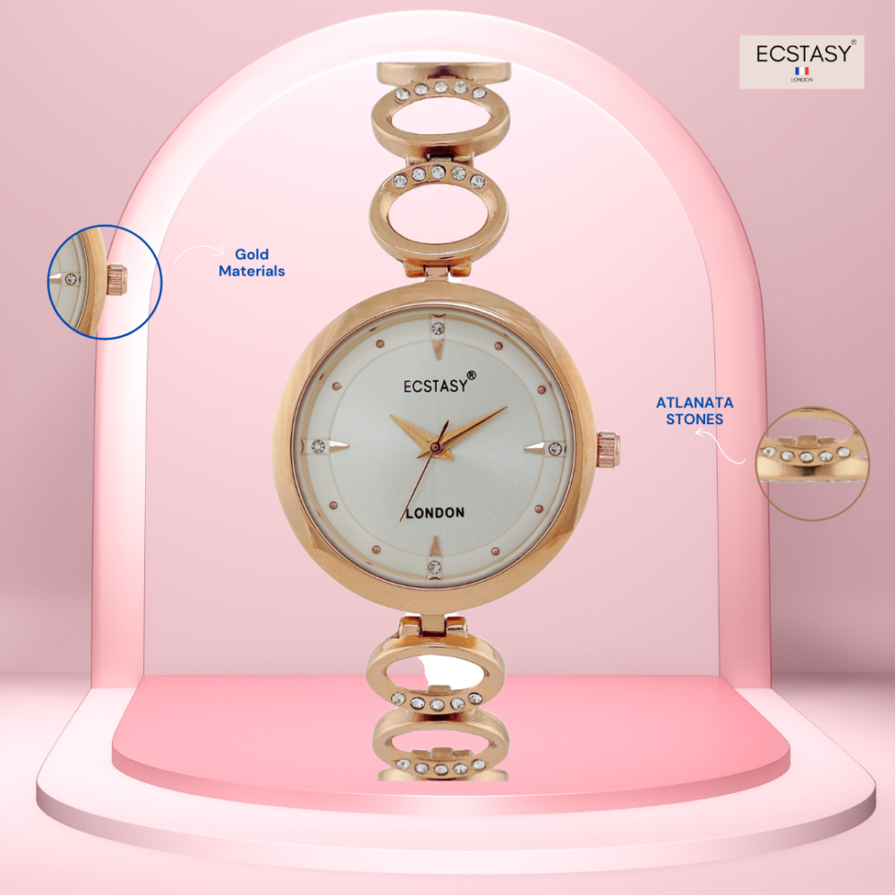 ECSTASY Tulip Marbele Luxe Line Collection Rose Gold Bracelet Womens Watch - Image 4