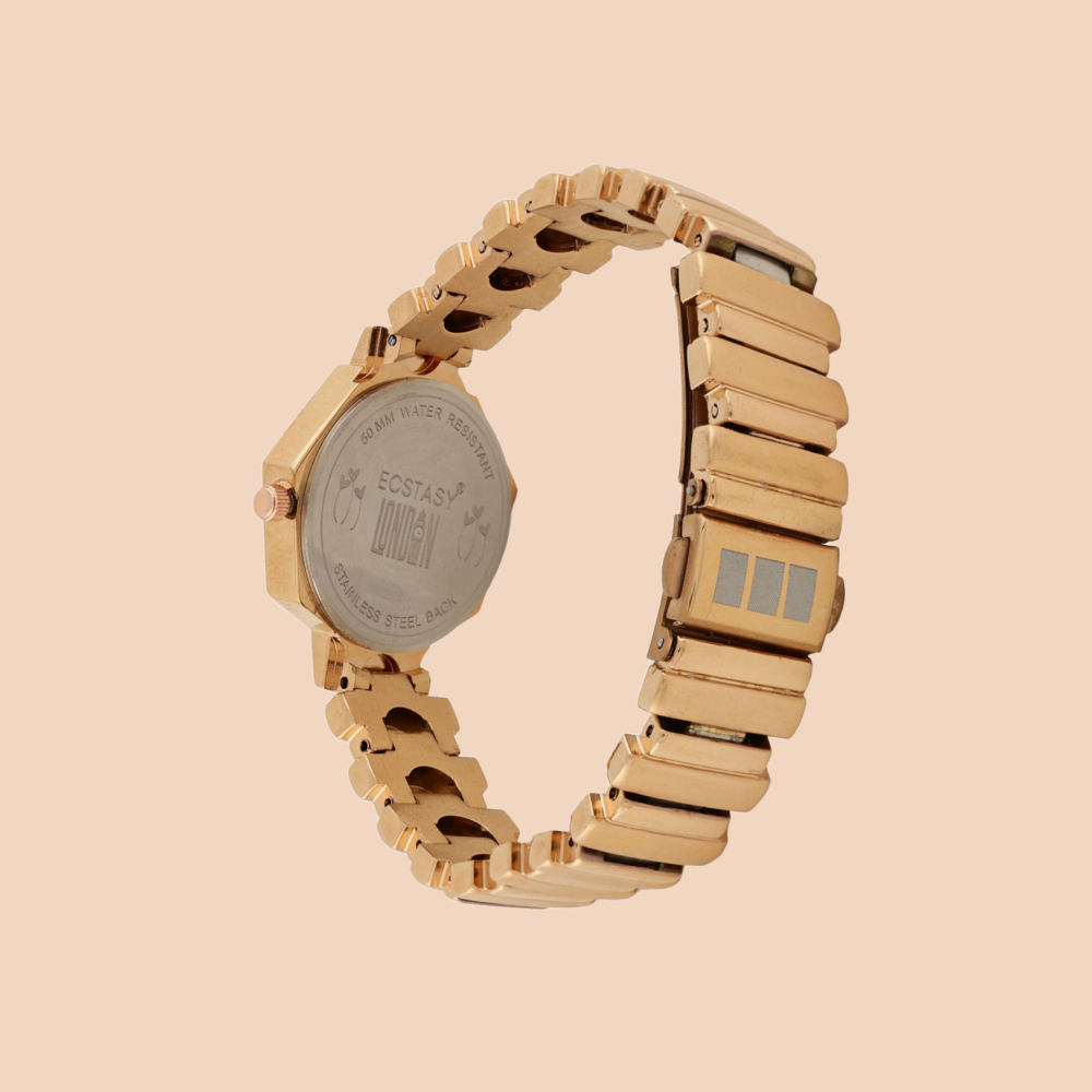 ECSTASY Amber Luxe Line Rose Gold Bracelet Womens Watch with Atlanata Crystals - Image 4